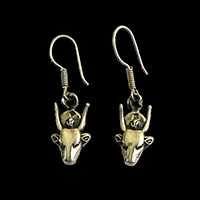 Bijoux Boucles D'oreilles Desse Vache Hathor En Argent 800/1000 - 30 Ko