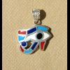 Bijoux Pendentif Oeil D'Horus (Oudjat) En Argent Avec Incrustation Turquoise, Lapis-Lazuli, Cornaline Et Nacre