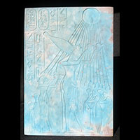 Stle D'Akhnaton Adorant Aton Steatite Grise - 34 Ko