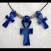 Bijoux Pharaonique Pendentif De 3 Amulettes Ankh En Statite - 46 Ko