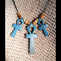 Bijoux Pharaonique Pendentif De 3 Amulettes Ankh En Statite - 67 Ko