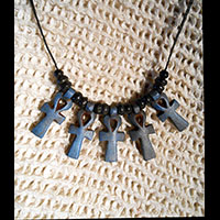 Bijoux Pharaonique Pendentif De 5 Amulettes Ankh En Statite - 67 Ko