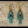 Boucle D'oreille  Ankh  En Statite Turquoise