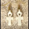 Boucle D'oreille  Ankh  En Statite Blanche