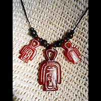 Bijoux Pharaonique : Collier Des 3 Amulettes Noeud D'Isis Ou Noeud Tit En Statite - 62 Ko
