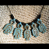 Pendentif Pharaonique Des 5 Amulettes Noeud D'Isis Ou Noeud Tit En Statite - 69 Ko