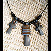 Collier Des 3 Amulettes:  Cl Ankh Entour De 2 Piliers Djed