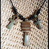 Collier Des 3 Amulettes:  Cl Ankh Entour De 2 Piliers Djed