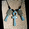 Collier Des 3 Amulettes:  Cl Ankh Entour De 2 Piliers Djed