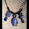 Collier Des 3 Amulettes: Noeud D'Isis Ou Noeud Tit + Pilier Djed + Cl Ankh
