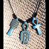 Collier Des 3 Amulettes: Noeud D'Isis Ou Noeud Tit + Pilier Djed + Cl Ankh