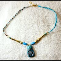 Bijoux Pharaonique Pendentif Tte D'Hathor En Rsine, Montage Cuivre Et Pierre, Cration Artisanale Lili Lotus Au Caire - 28 Ko